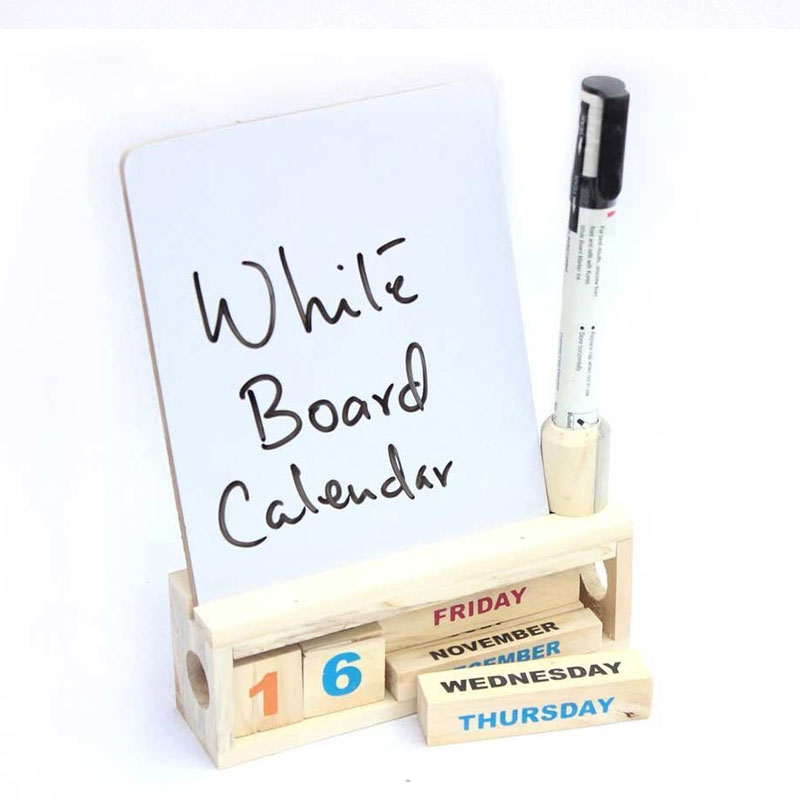 Wooden Desk Calendar with A White Board
